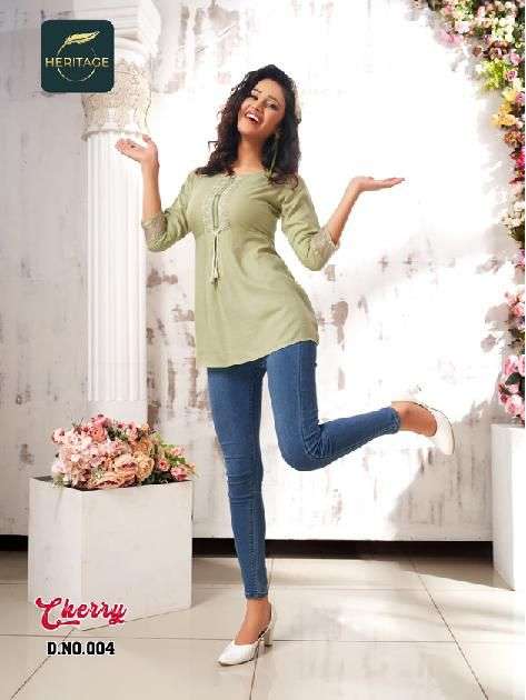 Heritage-cherry-rayon-slub-sequence-embroidery-work- Designer-short-kurti-004